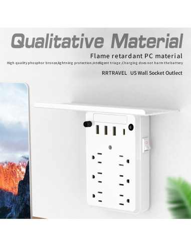 Extensor de Enchufe de Pared Preliminark 9 en 1 con Estante