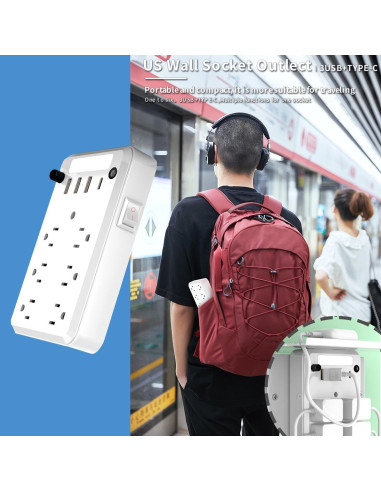 Extensor de Enchufe de Pared Preliminark 9 en 1 con Estante