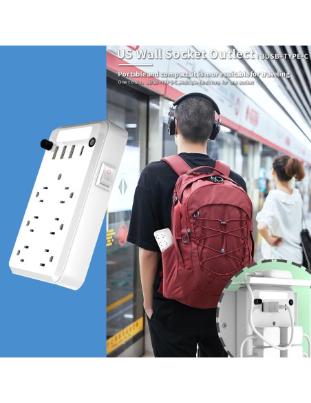 Extensor de Enchufe de Pared Preliminark 9 en 1 con Estante