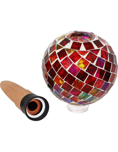 Globo de Riego de Vidrio Mosaico Sunnydaze 24.1 cm Magenta