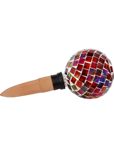 Globo de Riego de Vidrio Mosaico Sunnydaze 24.1 cm Magenta