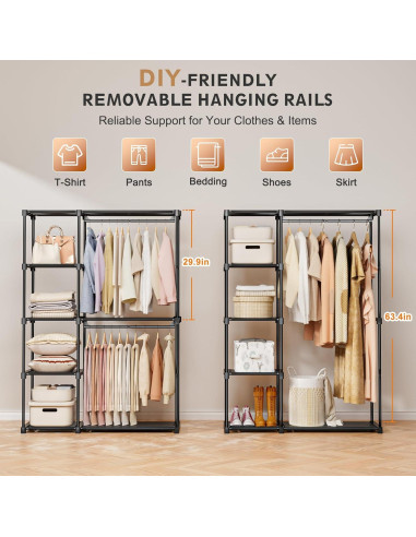 Armario Portátil Neatrays 121.4x40.1x161 cm con 4 Estantes