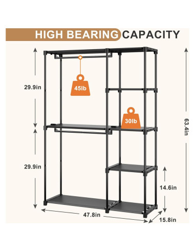 Armario Portátil Neatrays 121.4x40.1x161 cm con 4 Estantes