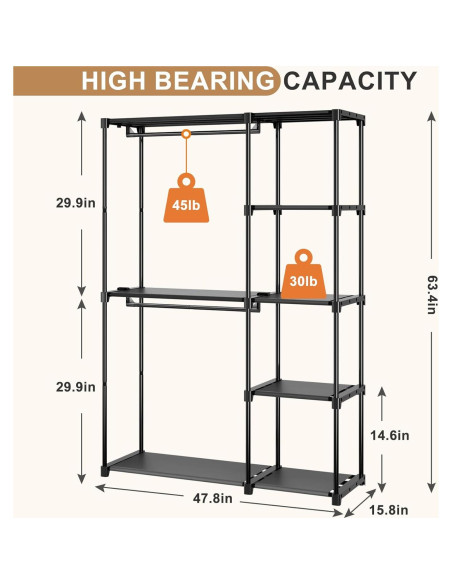 Armario Portátil Neatrays 121.4x40.1x161 cm con 4 Estantes