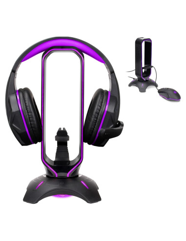 Soporte para Auriculares de Juegos ENHANCE RGB con Bungee y USB