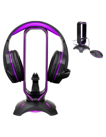Soporte para Auriculares de Juegos ENHANCE RGB con Bungee y USB