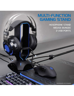 Soporte para Auriculares de Juegos ENHANCE RGB con Bungee y USB 2