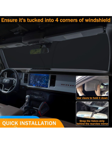 Parasol Plegable TOPINSTALL para Parabrisas Ford Bronco 2021-2025
