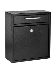 Buzón de Pared AdirOffice Negro - Cerradura y Llaves - 30.5x26.7cm