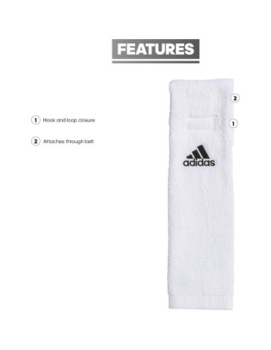 Toalla de equipo adidas blanca con cierre de gancho y bucle