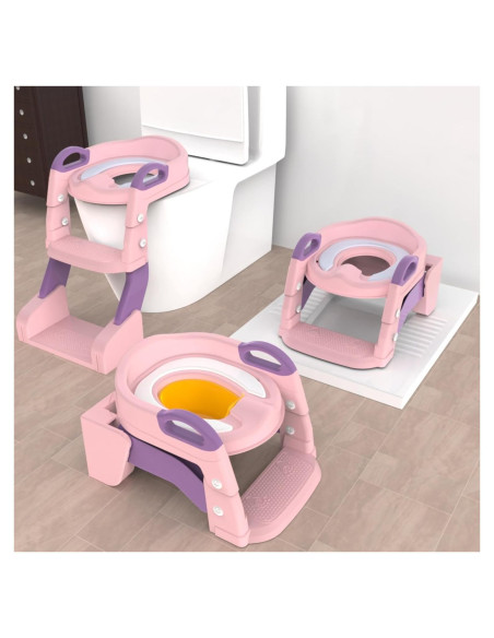 Inodoro de Entrenamiento 3 en 1 SafiSpiral Rosa Plegable
