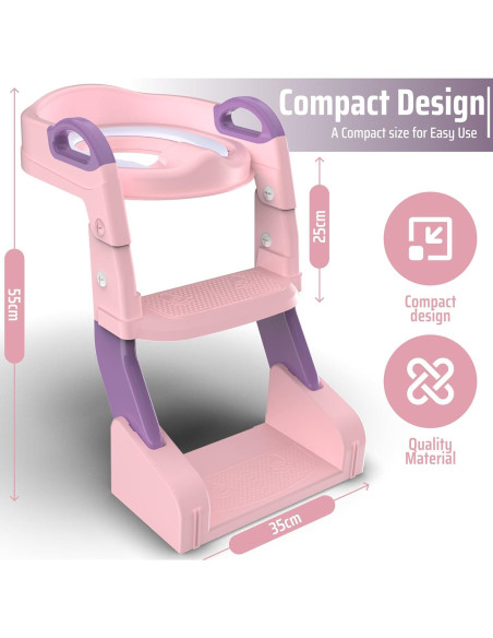Inodoro de Entrenamiento 3 en 1 SafiSpiral Rosa Plegable