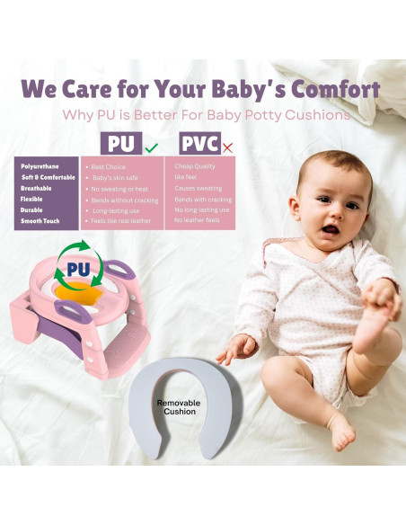 Inodoro de Entrenamiento 3 en 1 SafiSpiral Rosa Plegable