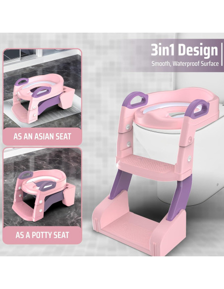 Inodoro de Entrenamiento 3 en 1 SafiSpiral Rosa Plegable