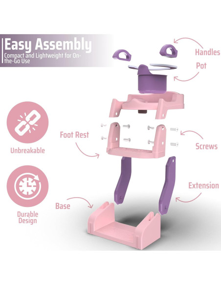 Inodoro de Entrenamiento 3 en 1 SafiSpiral Rosa Plegable