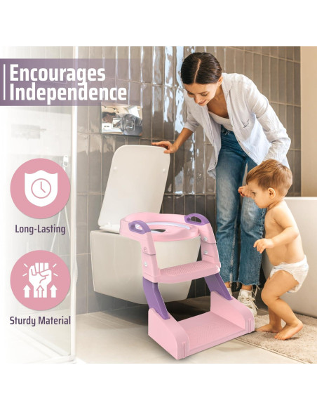 Inodoro de Entrenamiento 3 en 1 SafiSpiral Rosa Plegable