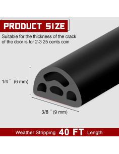 Sello de Puerta y Ventana CloudBuyer 12M Goma Autoadhesivo Negro 2