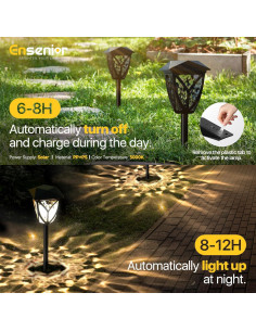 Luces Solares para Jardín Ensenior 3000K Pack de 6 Impermeables 2