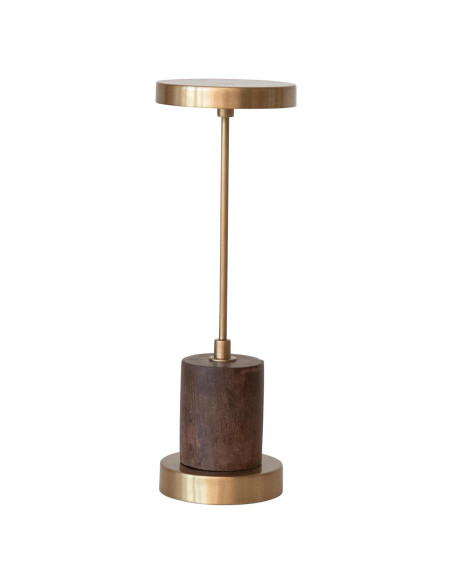 Lámpara de Mesa LED Creative Co-Op de Metal y Madera Dorada