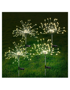 Luces de Jardín Solares FOOING 4 Pcs 120 LED IP65 Blanco Cálido