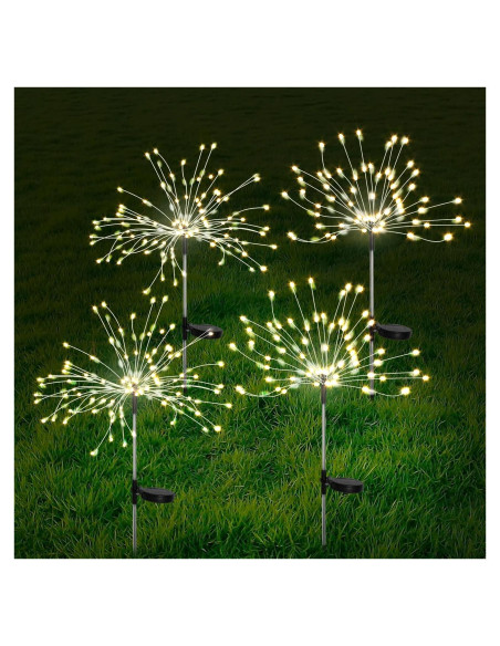 Luces de Jardín Solares FOOING 4 Pcs 120 LED IP65 Blanco Cálido