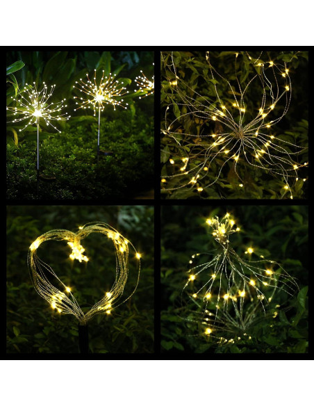 Luces de Jardín Solares FOOING 4 Pcs 120 LED IP65 Blanco Cálido