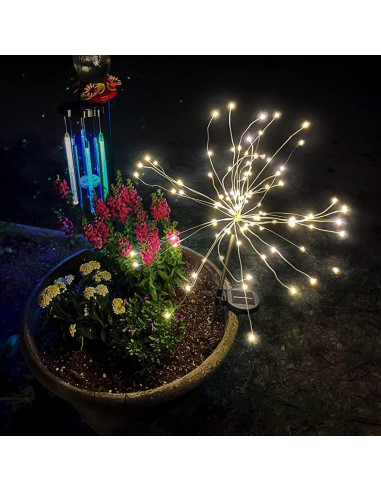 Luces de Jardín Solares FOOING 4 Pcs 120 LED IP65 Blanco Cálido