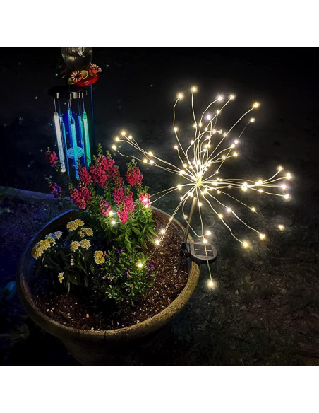 Luces de Jardín Solares FOOING 4 Pcs 120 LED IP65 Blanco Cálido