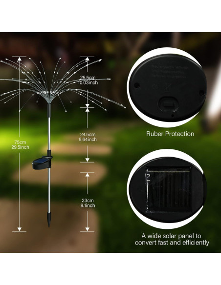 Luces de Jardín Solares FOOING 4 Pcs 120 LED IP65 Blanco Cálido