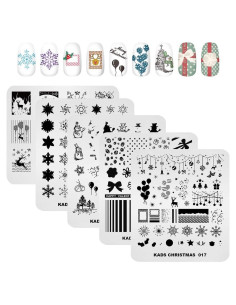 KADS 5 Placas de Estampado de Uñas de Navidad 8x7cm