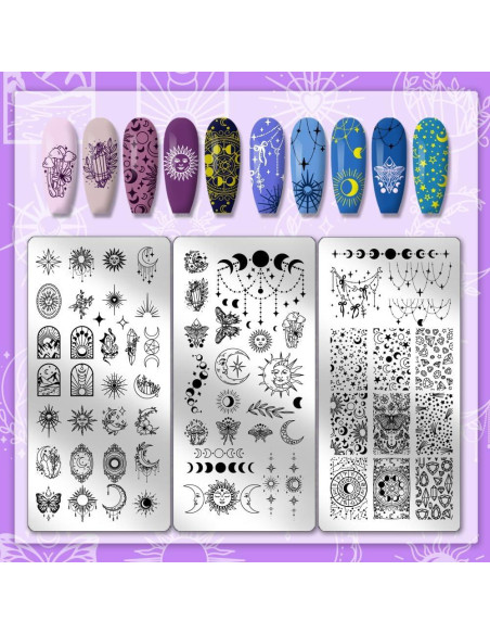 Conjunto de 3 Placas de Estampado de Uñas PH PandaHall