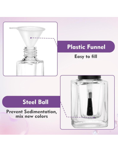 Botellas de Esmalte de Uñas Vacías AHIER 7ml - 5 Piezas