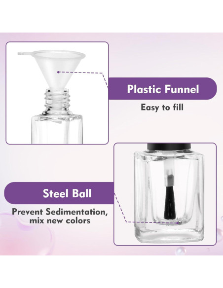 Botellas de Esmalte de Uñas Vacías AHIER 7ml - 5 Piezas