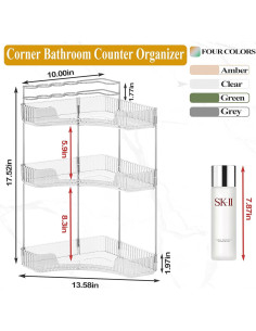 Organizador de Esquina de Baño SUNZOS 3 Niveles Acrílico 2