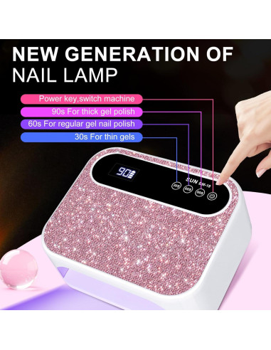 Lámpara de Uñas LED ANYINS 126W Rosa con Sensor Automático