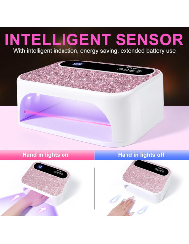 Lámpara de Uñas LED ANYINS 126W Rosa con Sensor Automático