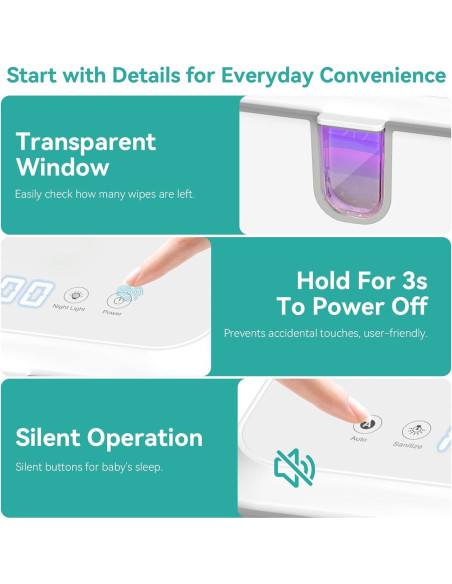 Calentador de Toallitas Chefhandy con Desinfectante UV y Luz Nocturna