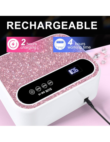 Lámpara de Uñas LED ANYINS 126W Rosa con Sensor Automático