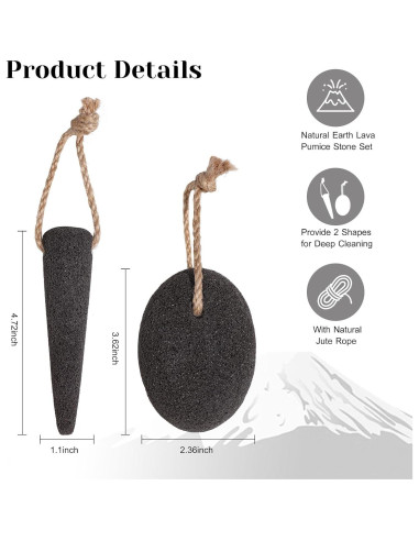 Juego de 2 Piedras Pómez Naturales VALENTISE para Pies