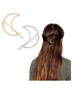 Clip para Cabello AKOAK Luna Creciente 2 Pcs Dorado Plateado