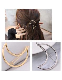 Clip para Cabello AKOAK Luna Creciente 2 Pcs Dorado Plateado 2