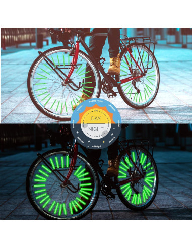 36 Cubiertas Reflectantes para Radios de Bicicleta Abeillo Verde