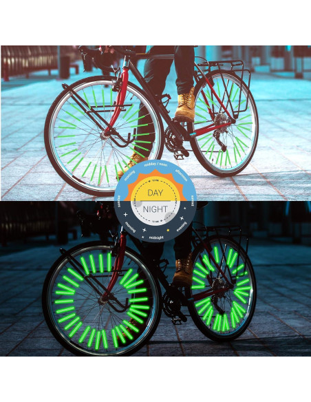 36 Cubiertas Reflectantes para Radios de Bicicleta Abeillo Verde