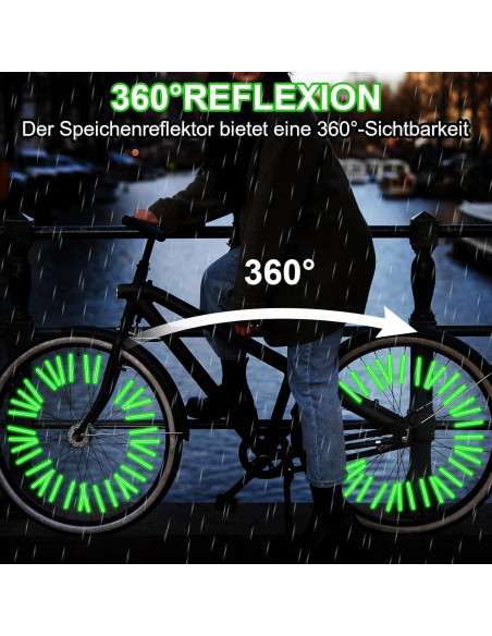 36 Cubiertas Reflectantes para Radios de Bicicleta Abeillo Verde