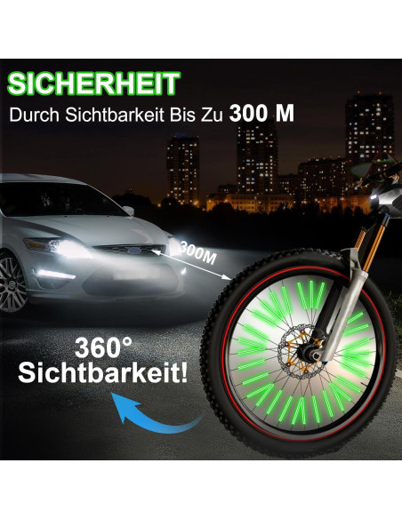 36 Cubiertas Reflectantes para Radios de Bicicleta Abeillo Verde