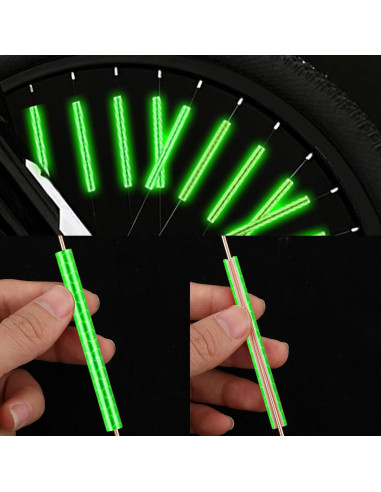 36 Cubiertas Reflectantes para Radios de Bicicleta Abeillo Verde