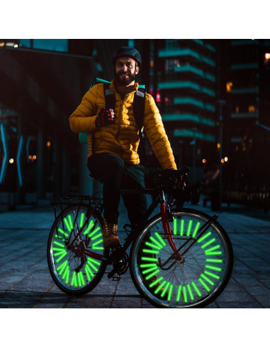 36 Cubiertas Reflectantes para Radios de Bicicleta Abeillo Verde