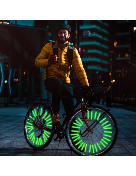 36 Cubiertas Reflectantes para Radios de Bicicleta Abeillo Verde