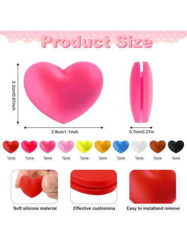 10 Amortiguadores de Tenis HJZHII Silicona Coloridos 3x2 cm