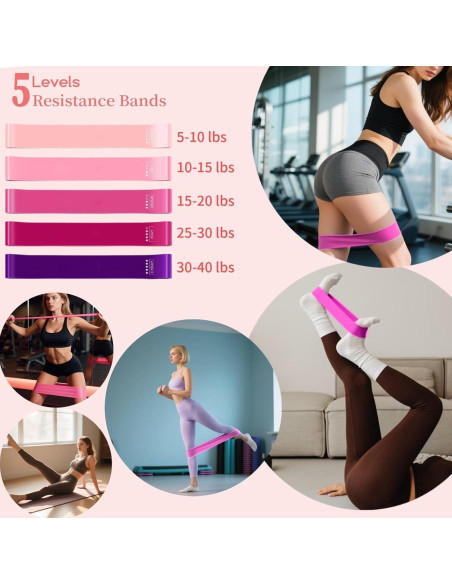 Kit de Pilates VNNYEOZ Rosa - Anillo, Pelota, Pesas y Bandas